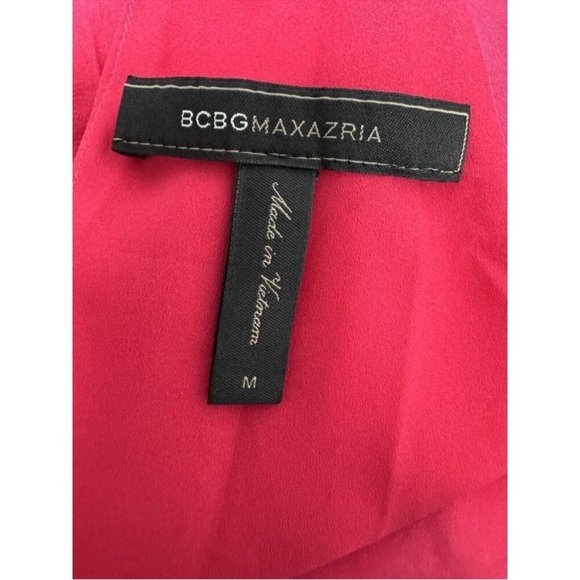 BCBG Max Azria Women’s Sleeveless Elegant Bright Pink Satin Maxi Dress - Picture 13 of 15